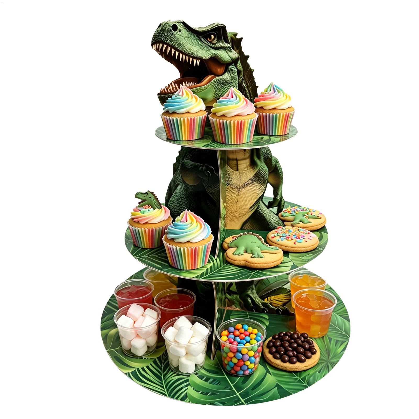 Home Bar Shelf - Cupcake Stand 3 Tiers Dinosaur Shaped