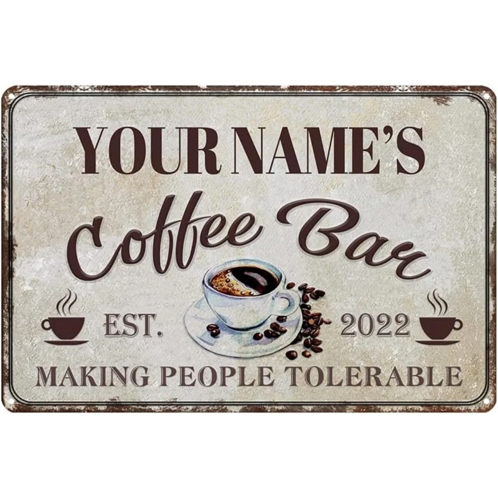 Home Bar And Coffee - Custom Retro Coffee‑Bar Tin Metal Sign,