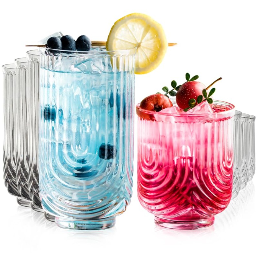 Art Deco Cocktail Glasses, Rib - Highball Glass Set recension och pris
