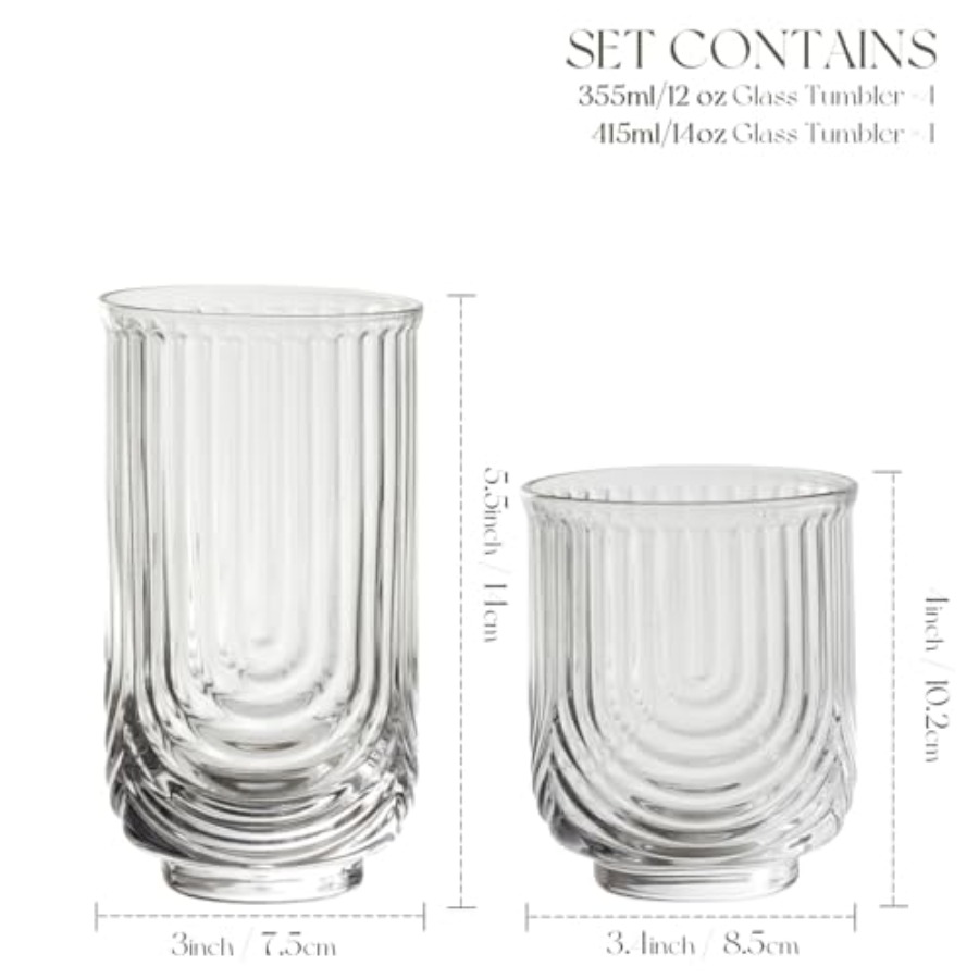 Art Deco Cocktail Glasses, Rib - Highball Glass Set recension och pris