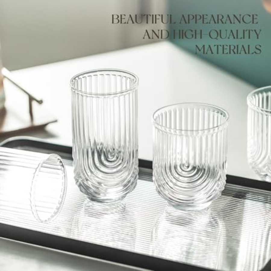 Art Deco Cocktail Glasses, Rib - Highball Glass Set recension och pris
