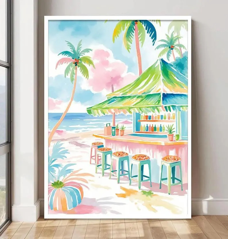 Boho Tropical Watercolor Wall  - Home Bar Set recension och pris