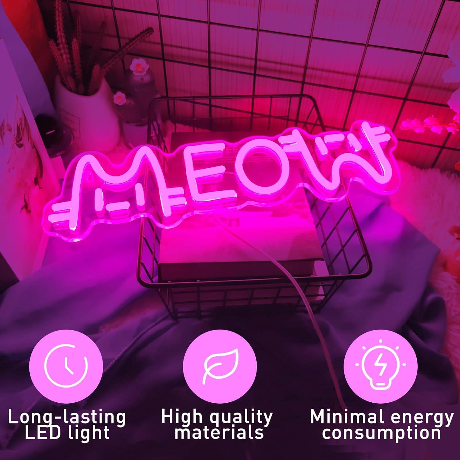 Meow Neon Sign Cat USB Powered - Home Bar Cafe recension och pris
