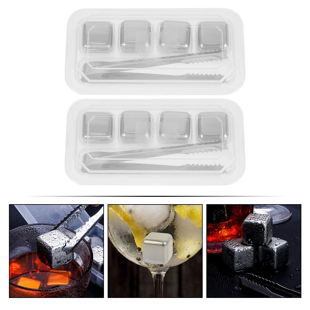 2Sets Stainless Steel Ice Cube - Home Bar Set recension och pris