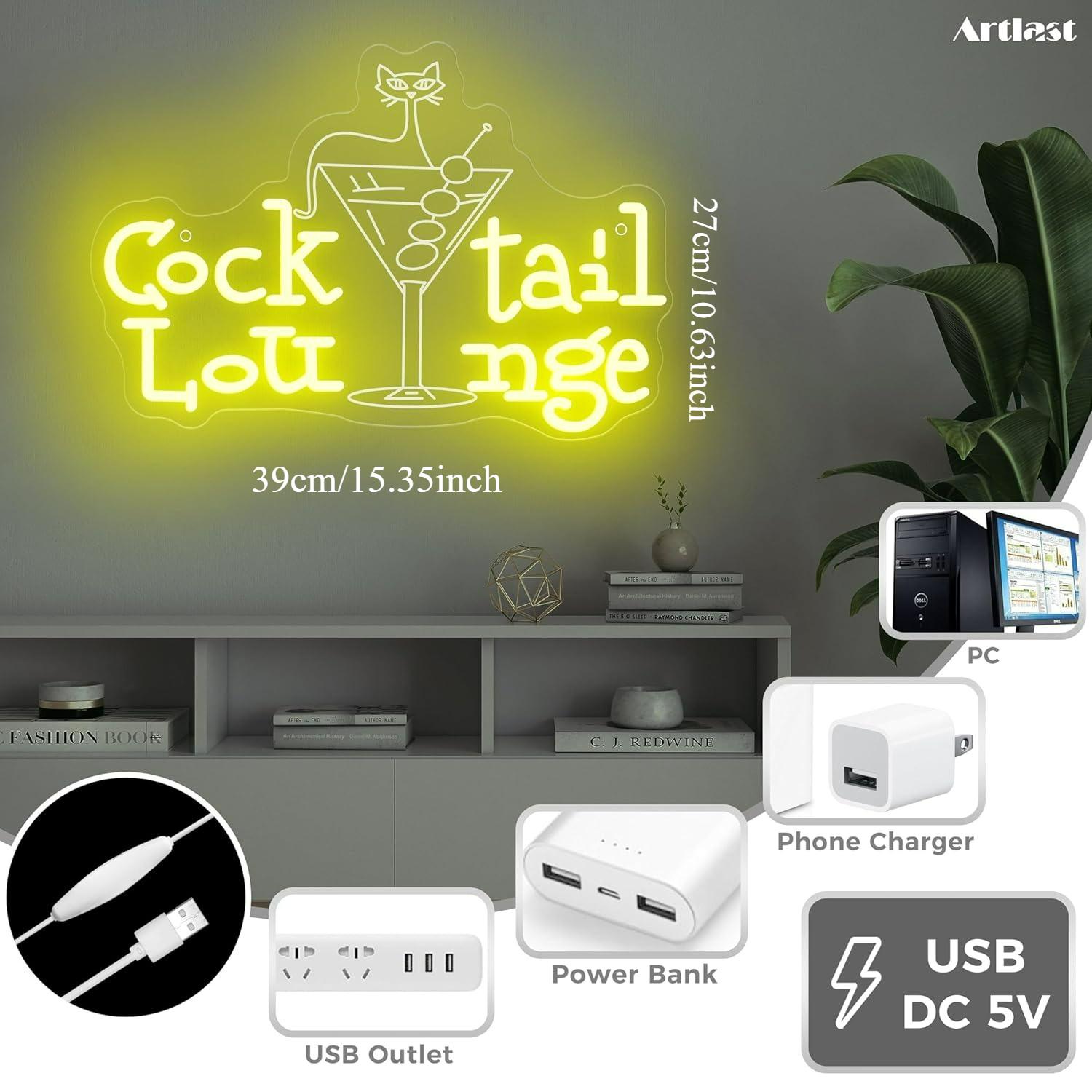 Cocktail Lounge Neon Sign Dimm - Home Bar Cafe recension och pris